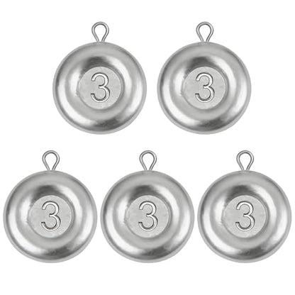 Disc Sinkers Fishing Weights, Coin Sinkers Saltwater Surf Fishing Weights for Bottom Drifting Trolling - size: 3oz-5pcs
