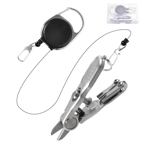 SPEEDWOX 3-in-1 Fishing Line Scissors with Retractors and Knot Tying Tool Accessories Zinc-Aluminum Alloy Stainless Steel Blade Fishing Tool for Cutting Mono and Fluoro Lines with Storage Box