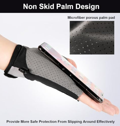 SUJAYU UV Protection Gloves - Women & Men's Fingerless Driving, Fishing & Sailing Gloves with UV & Sun Protection - color: Grey, size: Large