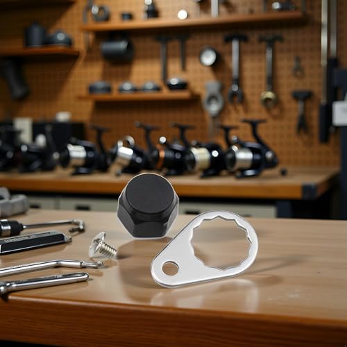 M7 Fishing Reel Screws Nut Caps, Metal Fishing Reel Handle Screw Cap Crank Nuts and Locking Plate Replacement for Left and Right Hand Plate DIY Fishing Accessory Fishing Reel Replacement Parts