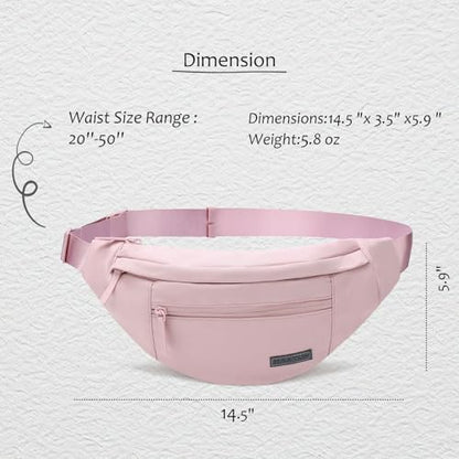 MAXTOP Large Fanny Pack Sling Bag with 4-Zipper Pockets Travel Essentials for Women Men Crossbody Bag,for Traveling Cycling Hiking Climbing Camping,Pink - color: Pink