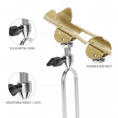 Beach and Bank Fishing Setup: Silver Metal Ground Spike Rod Holder for Sand or Soil (1 Piece)
