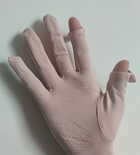 Women's UPF 50+ Sun UV Protection Driving Gloves (for S-M Hands) - color: Beige