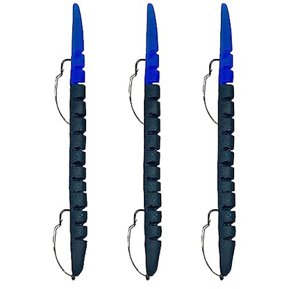 Delong Lures Fishing Lures, Made in America, Pre-Rigged Weedless Bass Lures for Fishing, Segemented Soft Platisc Fishing Bait, Fishing Worm Lure, Fishing Tackle Kit - color: Black/Blue
