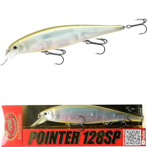 LUCKY CRAFT Pointer 128SP, Freshwater Lake Bass Fishing Lure, Jerkbait, Suspending, Fishing Gear, Fishing Accessories, Fishing Tackle - color: 528 Golden Ghost Minnow