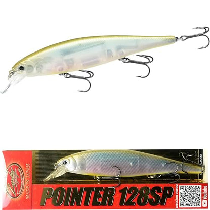 LUCKY CRAFT Pointer 128SP, Freshwater Lake Bass Fishing Lure, Jerkbait, Suspending, Fishing Gear, Fishing Accessories, Fishing Tackle - color: 528 Golden Ghost Minnow