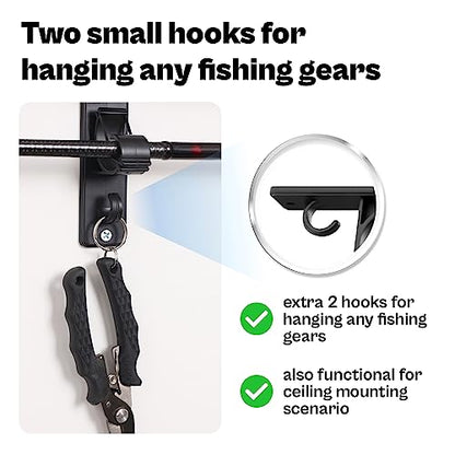 OJYDOIIIY Wall Mount Fishing Rod Holders,Horizontal/Ceiling Fishing Pole Storage Rack for Garage - color: 1 Pack, 6 Rods