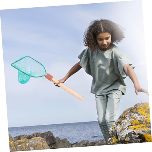 SHERCHPRY Wood Handle Fishing Net 30Cm Square Frame Large Mesh Freshwater Fish Net for Outdoor Fish Catching and Landing Supplies