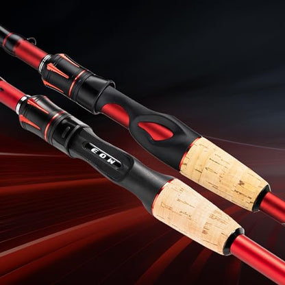 EOW XPEDITE LITE Portable Telescopic Fishing Rods & Combo, Spinning & Casting Fishing Poles, 24T Carbon Rod Blanks, Solid Carbon Tip, Split Cork Grips, Travel Rod, Combos with 5+1BB Spinning Reel - size: 5'6"-M-Fast, style: Rod- Spinning