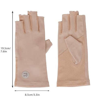 Women Fingless UV Protection Sunblock Gloves,Non-Slip Driving-Gloves Cyling - color: Pink