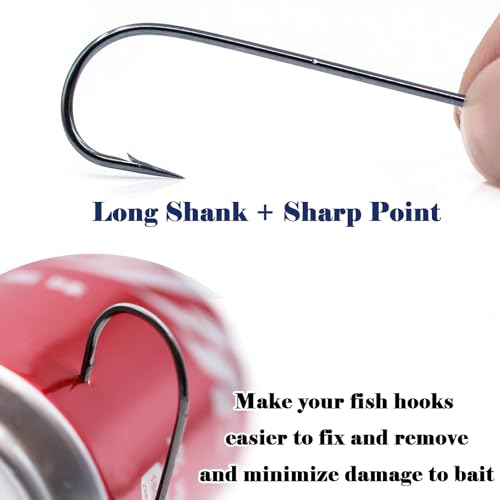 Aberdeen Fishing Hooks Set,150Pcs Crappie Panfish Hook Inline/Long Shank/Light Wire/Closed Eye for Sunfish Bass Freshwater - size: 12#~2#_150pcs