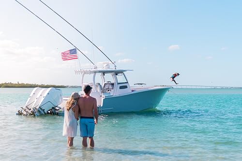 South Wind Designs Boat Flag Pole - Outdoor Boat Flagpole for Rod Holder & Rocket Launcher, Marine Grade Fiberglass, EVA Foam Base with Gimbal End, Stainless Clips - 4.5ft Pole - size: 4.5' Pole