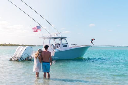 South Wind Designs Boat Flag Pole - Outdoor Boat Flagpole for Rod Holder & Rocket Launcher, Marine Grade Fiberglass, EVA Foam Base with Gimbal End, Stainless Clips - 4.5ft Pole - size: 4.5' Pole