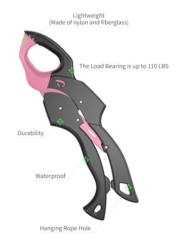Fish Gripper 9.2",Fish Grabber Tool with Lanyard,Fish Holder for Saltwater - color: pink