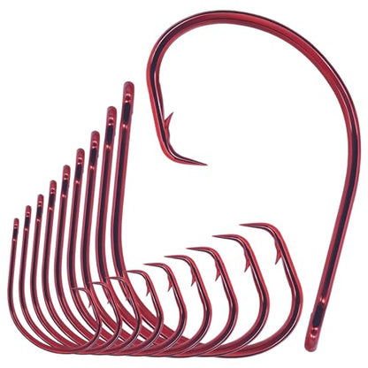 XFISHMAN-Inline-Circle-Hooks-Saltwater-Freshwater-for-Catfish-Tuna-Bass-Octopus-Hooks-Big-Hook-Fishing 50 Pack - color: Red, size: 7/0 50-Pack