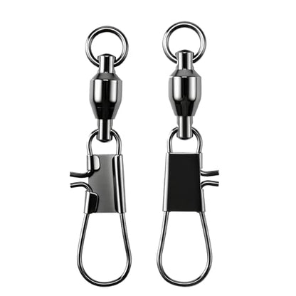 AMYSPORTS Steel Stainless Snap Swivels Saltwater Ball Bearing Fishing Swivel Lure Connector Barrel Swivels Fishing Tackle Black Nickel - size: size3 (37.9lb) 50 pcs