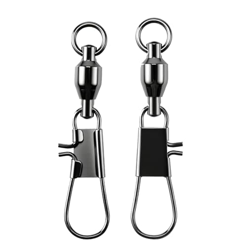 AMYSPORTS Steel Stainless Snap Swivels Saltwater Ball Bearing Fishing Swivel Lure Connector Barrel Swivels Fishing Tackle Black Nickel - size: size5 (87.5lb) 50 pcs