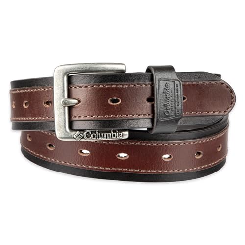 Columbia Men's Leather Casual Belt Tan & Brown Classic Style for Everyday Wear - color: Tan Overlay, size: Medium (34-36)
