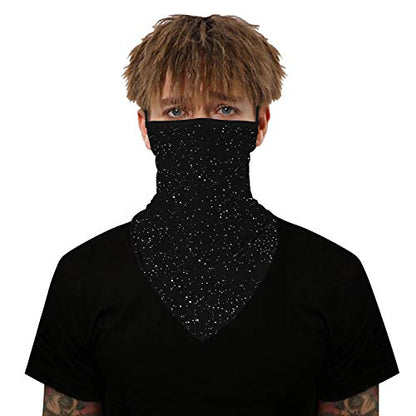 YAYOUREL Neck Gaiter Face Mask Bandanas for Men Women UV Face Scarf Cover Ear Loop Hole Facemask for Fishing Running Cycling - color: Black