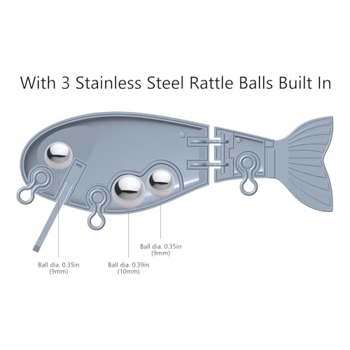 BASSROCK Topwater Fishing Lures for Bass Pike Salmon Floating Swimbait Jointed Crankbait Freshwater Saltwater 4.9in/1.76oz RK1001 - color: Brown/Green, size: 3.9in/1.04oz