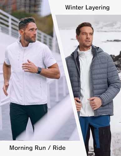 fit space Men's Lightweight Vest Softshell Sleeveless Windproof Jacket with Zipper Pcoket Cycling Travel Hiking Running Golf - color: White, size: XX-Large