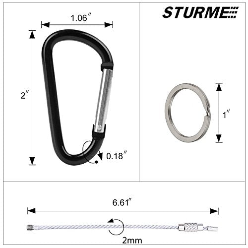 STURME 2" Aluminum D Ring Carabiners Clip D Shape Spring Loaded Gate Small Keychain Carabiner Clip Set Outdoor Camping Mini Lock Snap Hooks Spring Link Key Chain Durable Improved 24 PCS - color: Purple
