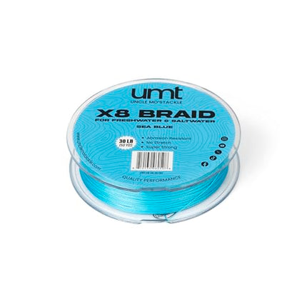 UMT Super Braid 150 Yards PE 8 Strand Fishing Line - High Strength, Available in 10lb 20Ib & 30Ib Moss Green and Sea Blue Options Pro Grade Zero Stretch Super Strong - Uncle Mo's Tackle - color: Sea Blue, size: 20LB, 150 Yards