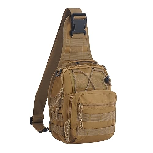 FAMI Outdoor Tactical Bag Backpack, Military Sport Bag Pack Sling Shoulder Backpack Tactical Satchel for Every Day Carry (Tan) - color: Tan