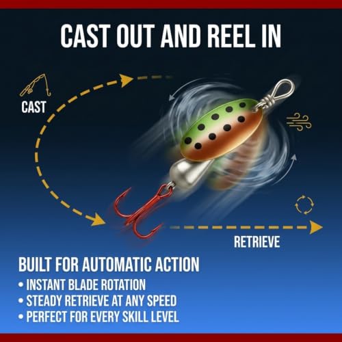 Spinning Fishing Lures for Freshwater – Inline Spinner 3-Pack for Trout, Salmon, Panfish, Bass, Crappie & Perch