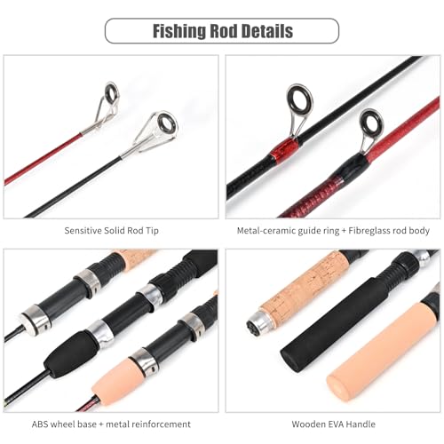 1 Set Fishing Rod With Fishing Reel Short Portable Winter Outdoor Ice