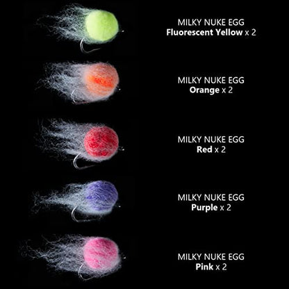 BASSDASH Fly Fishing Wet Flies Streamers Nuke Eggs for Trout Steelhead Salmon Fishing, Fly Lure Kit with Box - size: #8