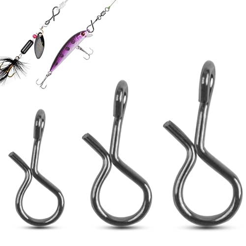 AGOOL Fly Fishing Snap Clips, 100/150pcs Quick Change Lure Clips Micro Fly Swivels Snaps Stainless Steel No Knot Snap Connectors Fly Hook Lure Snap for Flies, Jigs, Lures 3 Sizes - size: Size L-7.7LB-100pcs