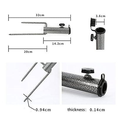 2 Pieces Patio Umbrella Steel Anchor, Heavy Duty Beach Umbrella Stand, Ground Grass Screw Holder Stands with 2 Forks for Lawn, Patio, Outdoor, Garden, Beach, Fishing