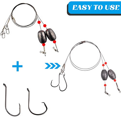AGOOL Saltwater Grouper Rigs Carolina Rig Bottom Surf Fishing Rigs with Egg Sinkers Circle Hooks for Catfish Flounder Drum Redfish Grouper Halibut Snapper - size: 0.75oz sinkers(6pcs) + hooks(20pcs)