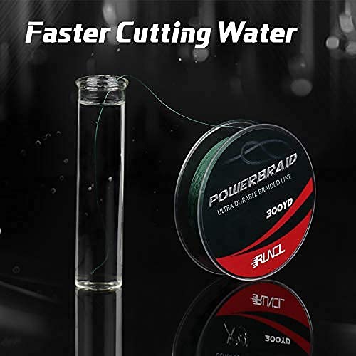 RUNCL PowerBraid Fishing Line 4/8/9 Strands, Braided Fishing Line 300/500/1000Yds - Seamless Weaving Tech, Enhanced Coating Tech, Zero Stretch, High Sensitivity, Smaller Diameter - Braid Line 15-115LB - color: Moss Green, size: 20LB-300yds(4 Strands)