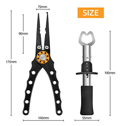 Welltop Fishing Pliers, Fish Lip Gripper, Upgraded Muti-Function Fishing Pliers Hook Remover Split Ring, 3pcs Fishing Tools Set with Fishing Gloves, Ice Fishing, Fishing Gear, Fishing Gifts for Men