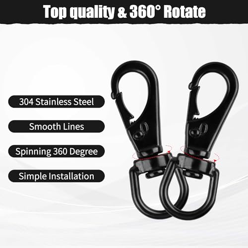 Stainless Steel Swivel Eye Snap Hook, 5 Pack (2.7 Inch) Heavy Duty Flag Clips for Flagpole Rope, Diving Clips Spring Hooks for Bird Feeders, Pet Chains, Dog Tie-Out Cable, Keychains