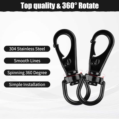 Stainless Steel Swivel Eye Snap Hook, 5 Pack (2.7 Inch) Heavy Duty Flag Clips for Flagpole Rope, Diving Clips Spring Hooks for Bird Feeders, Pet Chains, Dog Tie-Out Cable, Keychains