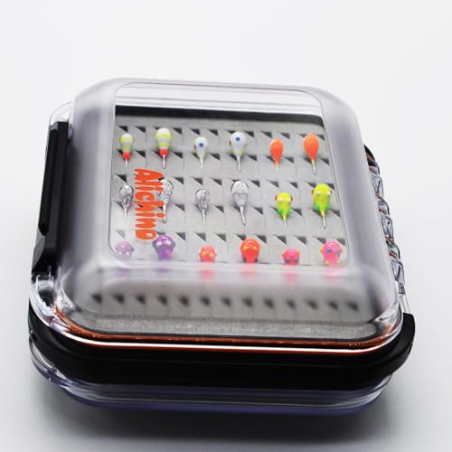 Alichino Ice Fishing Jig Set Ice Fishing Lures Micro Jig Head Hook Set for Panfish, Crappie, Walleye, Perch, Trout, Bluegill - color: 18pcs Tungsten Ice Jigs Set