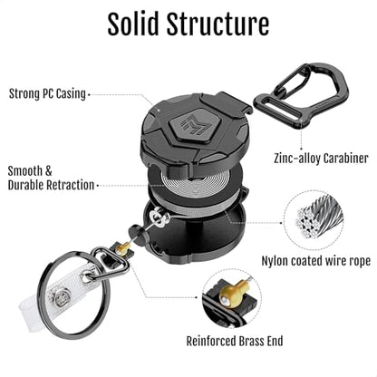 MNGARISTA 8-Pack Retractable Keychain, Heavy Duty Carabiner Badge Holder, Tactical ID Badge Reel with 31.5” Steel Retractable Cord, 8.0 oz - style: 8-Pack