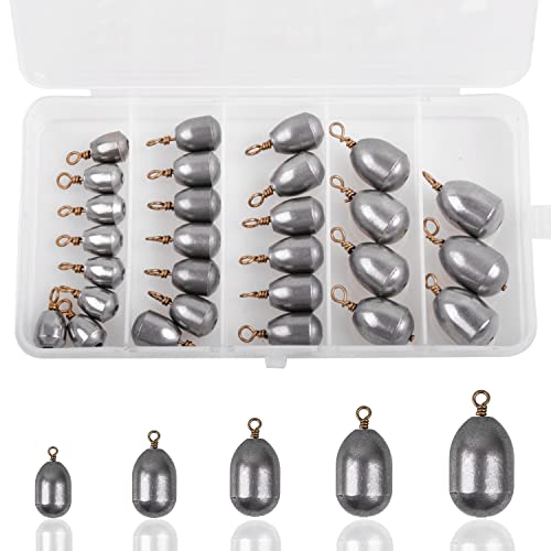 Fishing Weights Sinkers Kit Assorted Bass Casting Weights Iron Fishing Weights Water Drop Bell Sinkers Catfish Weights Sinkers for Saltwater Freshwater Fishing - style: 28pcs