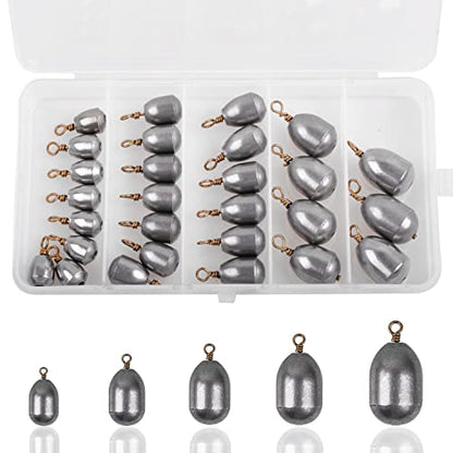 Fishing Weights Sinkers Kit Assorted Bass Casting Weights Iron Fishing Weights Water Drop Bell Sinkers Catfish Weights Sinkers for Saltwater Freshwater Fishing - style: 28pcs