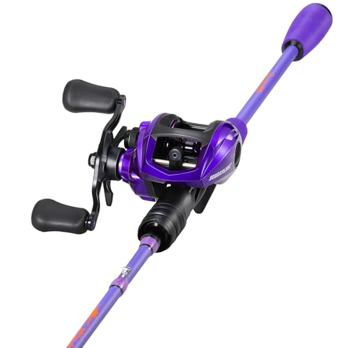 Sougayilang Baitcaster Combo –IM6 Graphite M/MH 2-Piece Rod, Stainless Steel Guides with Ceramic Rings,6.3:1 Gear Ratio High Speed Reel for Bass,Walleye, Catfish, Panfish Fishin - size: Right hand-7'0''-Medium Heavy