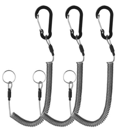 Dimeho Retractable Safety Coiled Lanyard Heavy Duty Fishing Lanyard Fishing Rod Tether Accessories - size: 1.5 m