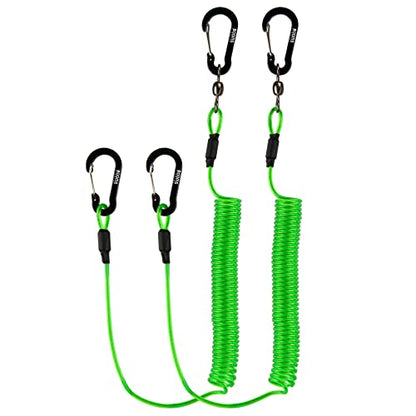Booms Fishing T02 Fishing Pole Tether, Kayak Paddle Leash, Paddle Board Fishing Accessories, Heavy Duty Fishing Lanyard for Fishing Tools/Rods/Paddles - color: Green, 2pcs