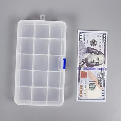 Qualsen 15 Girds Bead Organizer with Adjustable Dividers(12 Pack)，Earring Organizer Box and Small Plastic Organizer Box for Jewelry, Beads, Earrings, Crafts, Screws and Fishing Tackles Small Items - size: 15 Gird-12pcs