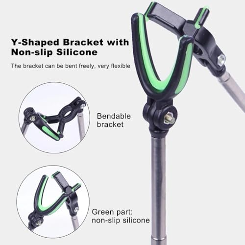 Fishing Rod Holder Adjustable Ground Stand - Foldable Stainless Steel Pole Support Ground Bank Mount Bracket with Ice Spike for Bank Fishing
