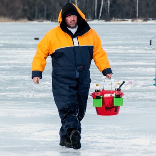 Moxweyeni 4 Pcs Ice Fishing Sled and Bucket Phone, Drink, and Tool Holder Bucket Rod Holder for Sleds and Buckets