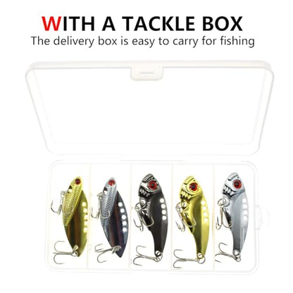 5PCS/10PCS Fishing Lures, Metal VIB Hard Blade Baits, Spinner Spoon Metal Fishing Spoon Crankbaits Swimbaits for Trout Walleye Crappie - color: B-5PCS