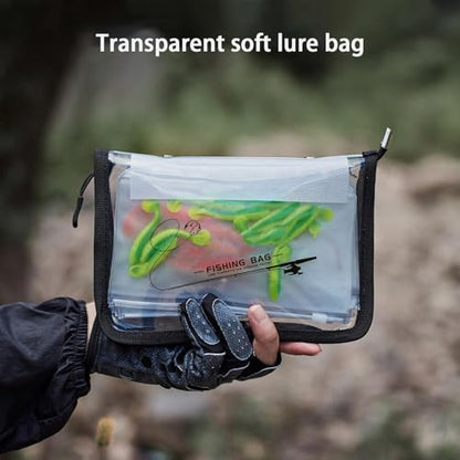 Fishing Bait Bag 10-Page PVC Ring-Binder Clear Lure Organizer | Bait Organizer for Tackle Saltwater Freshwater Lake River Pond Beach Shore Boat Sports Outdoors